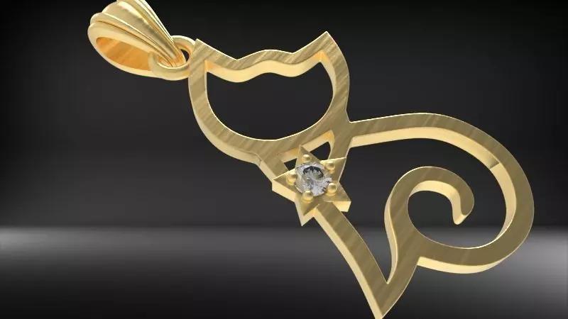 Diamond Cat pendant Necklace Jewelry