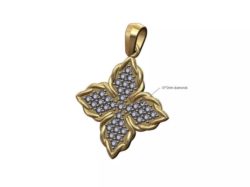 Diamond braided rope flower pendant charm