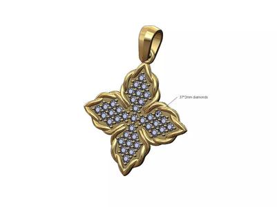 Diamond braided rope flower pendant charm