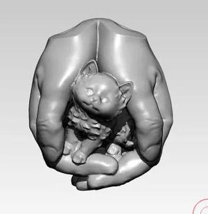 Cat Kitty Tiger lion pendant with human hands