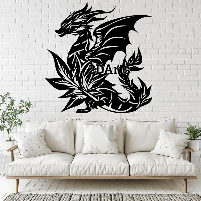 Leaf Dragon 2D Wall Art/Window Art - Digital STL & SVG Files for 3D Printing and Laser Cutting