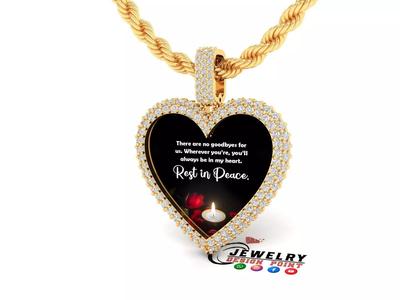 Custom Bubble Heart Memorial Diamond Pendant - Heart Pictures