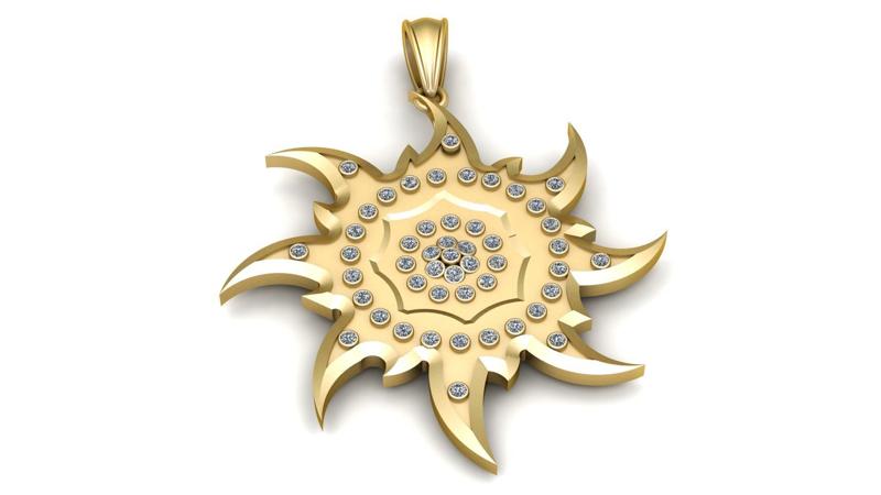 ROUND GOLD SUN  PENDANT  3d printable model