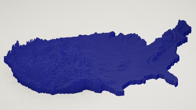 Hexagonal Tiled US elevation map