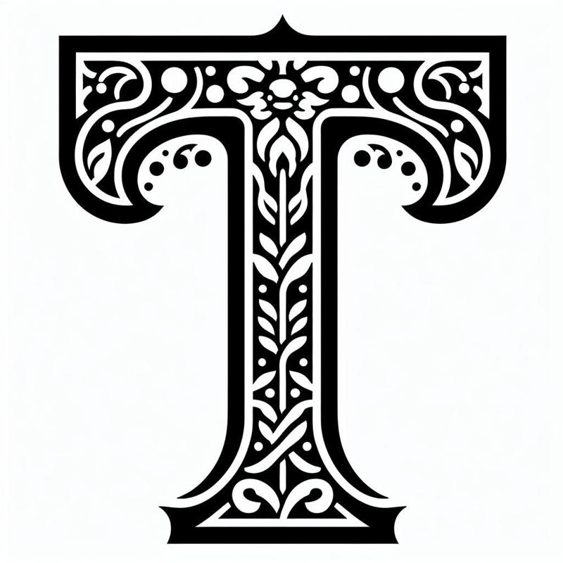 Frottage creation: letter T (version 1)
