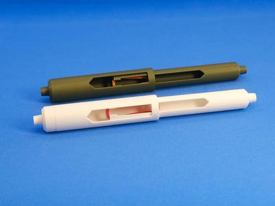 Low diameter toilet paper spindle, Rubber Band powered