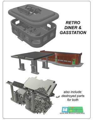 Retro Diner & Gas Station Set (STL File)