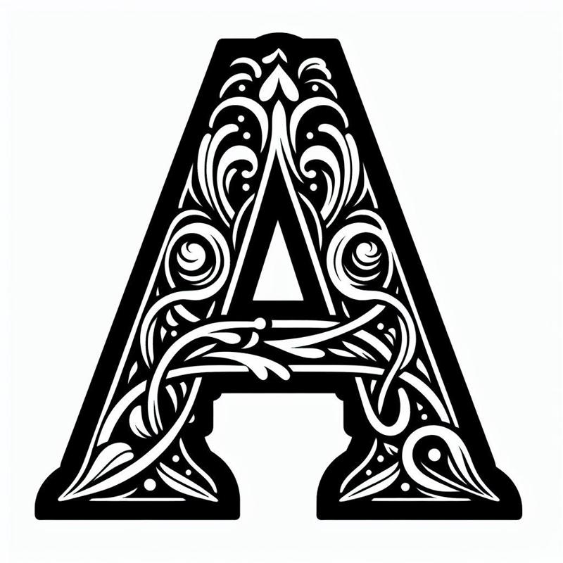 Frottage creation: letter A (version 4)