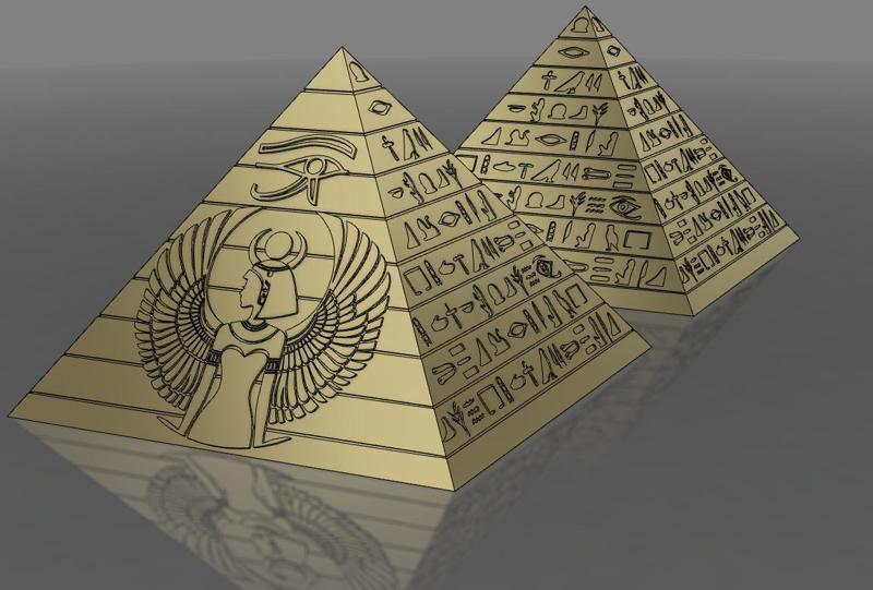 Pyramid Egypt with hieroglyphs