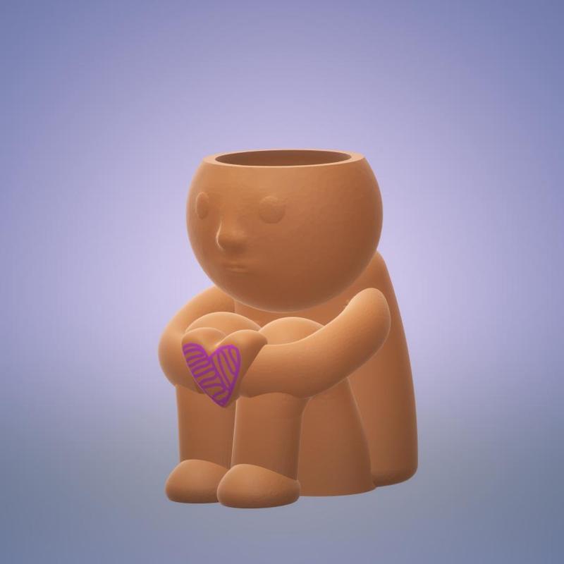 Seated Heart Man Pot