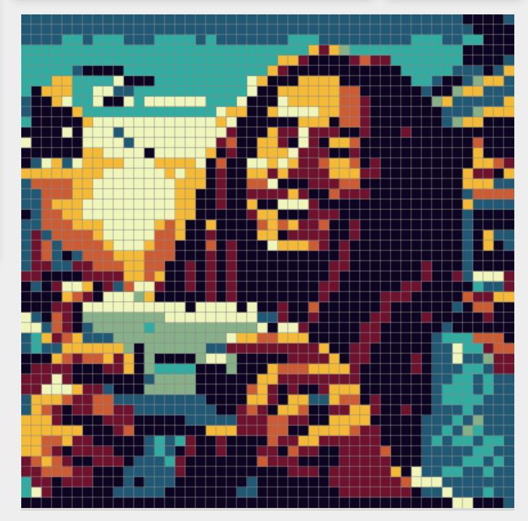 Bob Marley  Wall Pixel Art | Pixel Puzzle Maker | 8 Colors