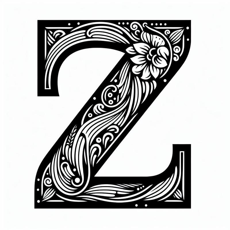 Frottage creation: letter Z (version 4)