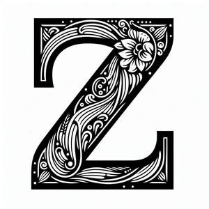 Frottage creation: letter Z (version 4)