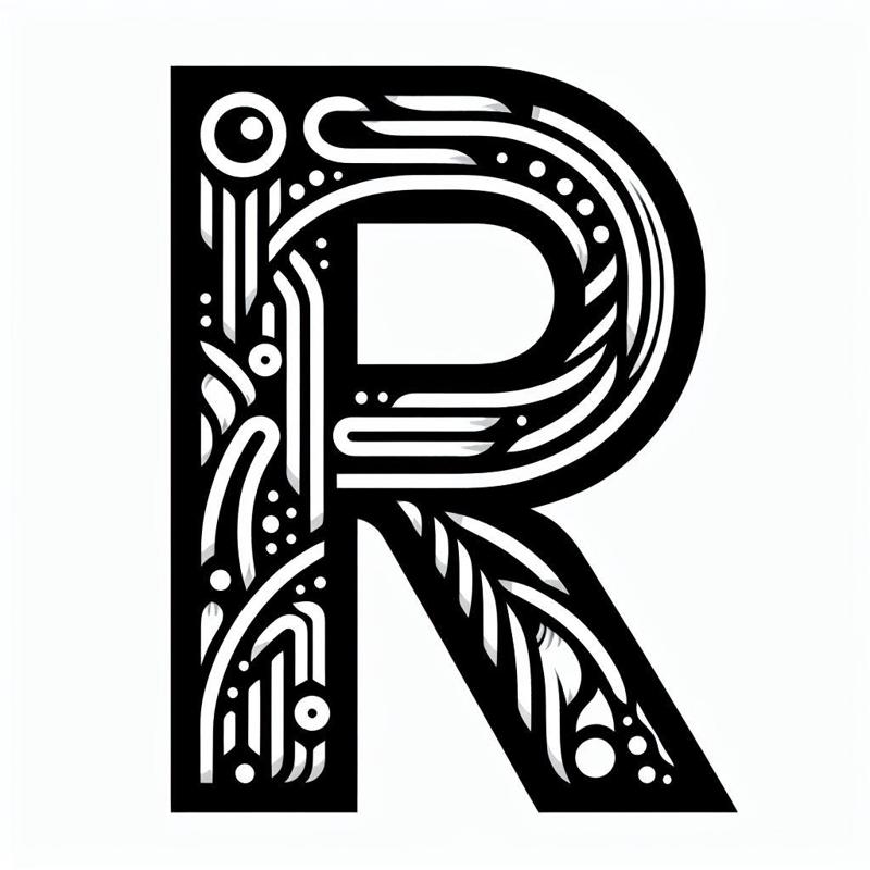 Frottage creation: letter R (version 7)