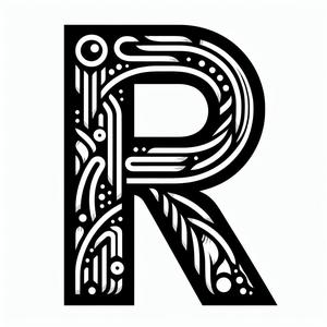 Frottage creation: letter R (version 7)