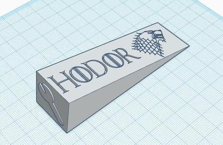 HODOR door stop with Stark logo