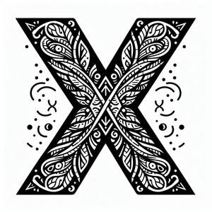 Frottage creation: letter X (version 4)