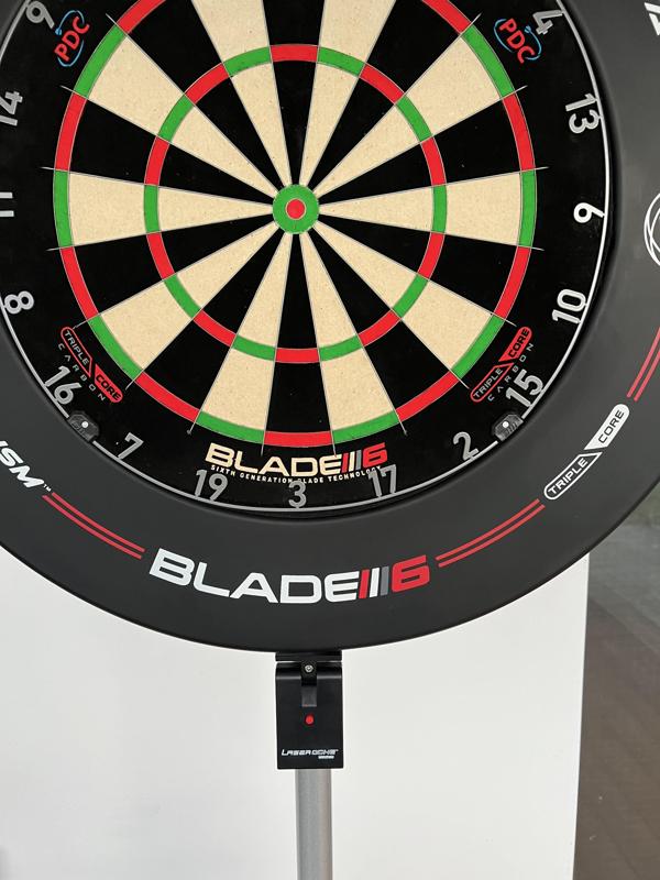 Dart Winmau Laser Oche Holder on Xtreme Dartboard Stand 2