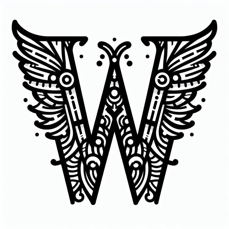 Frottage creation: letter W (version 4)