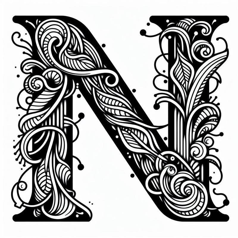 Frottage creation: letter N (version 8)