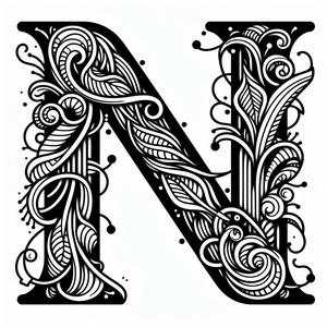 Frottage creation: letter N (version 8)