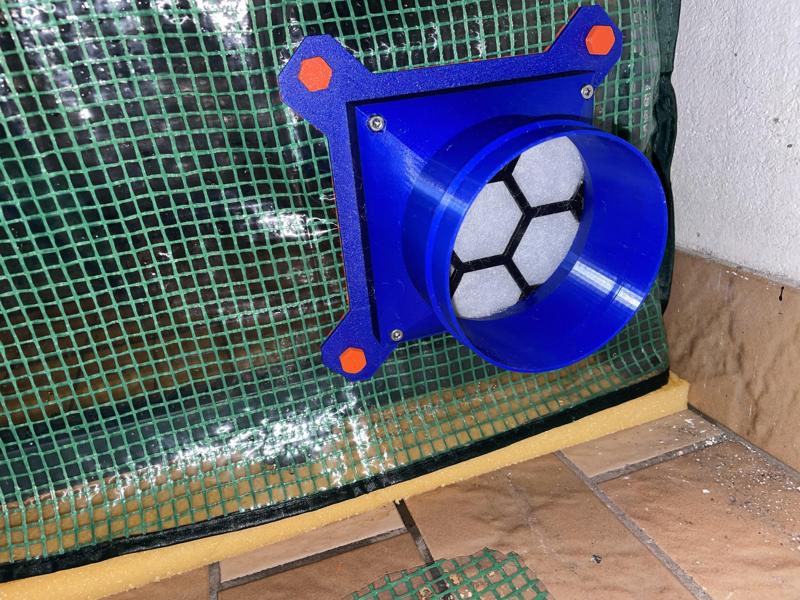 Tumbler Vent 10cm Hose to 120mm fan adapter