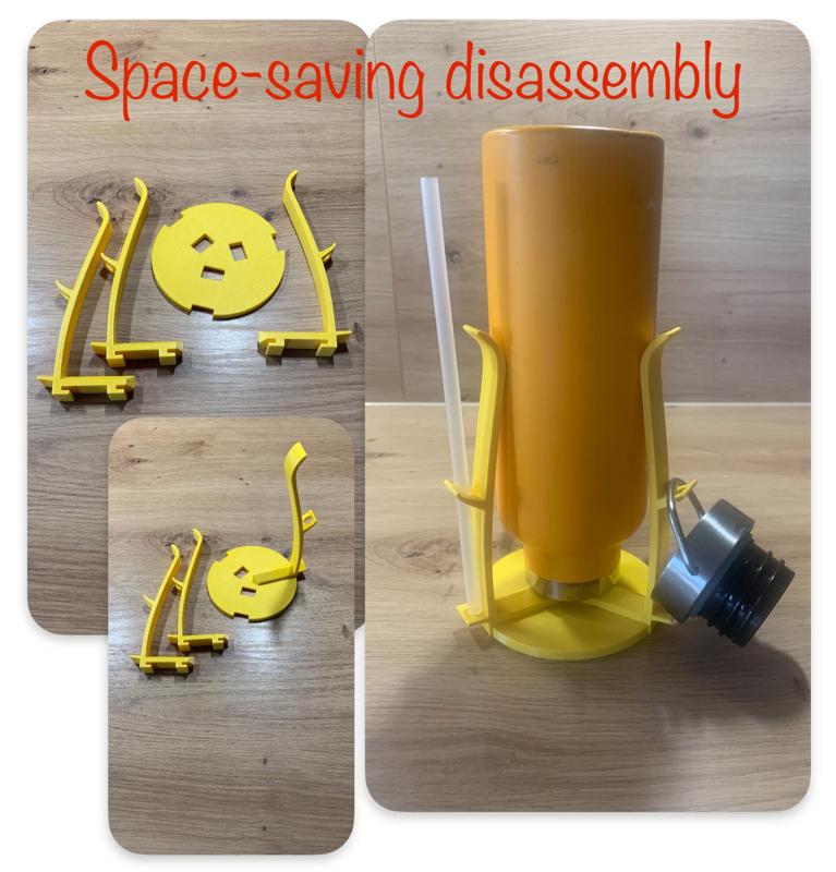 kompakter Flaschenhalter für Flasche, Deckel, Trinkhalm / compact Bottleholder für bottle, cap, straw