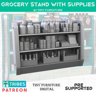 Grocery stand with supplies