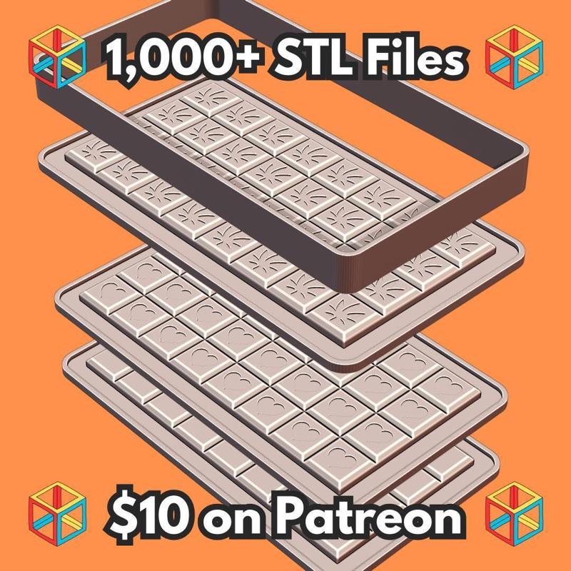 Chocolate Bar Mold Pattern for Making Silicone Molds MineeForm FDM 3D Print STL File