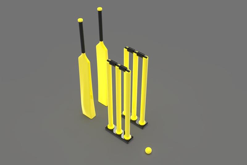 Modern Minimalistic Indoor Cricket Set 3D print model