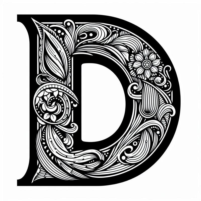 Frottage creation: letter D (version 4)
