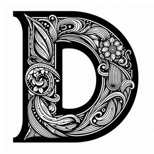 Frottage creation: letter D (version 4)