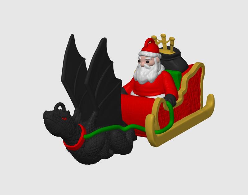Dragon Sleigh Christmas Ornament