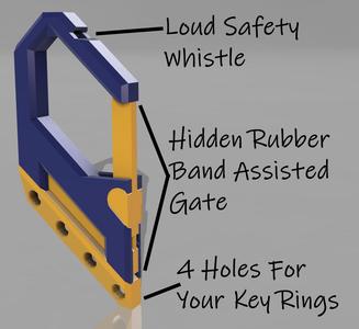 Sleek Carabiner with Safety Whistle