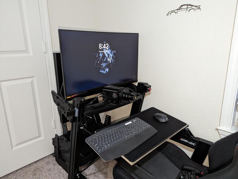 Keyboard-mouse tray for sim-rig