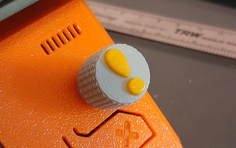 Exclamation Mark knurled potentiometer knob, 6mm ID, printer knob