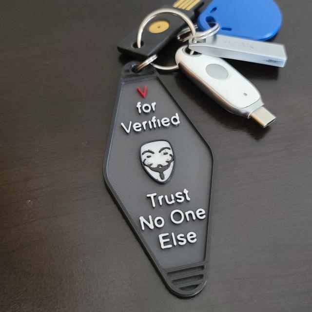 V for Verified Security Key Keyfob