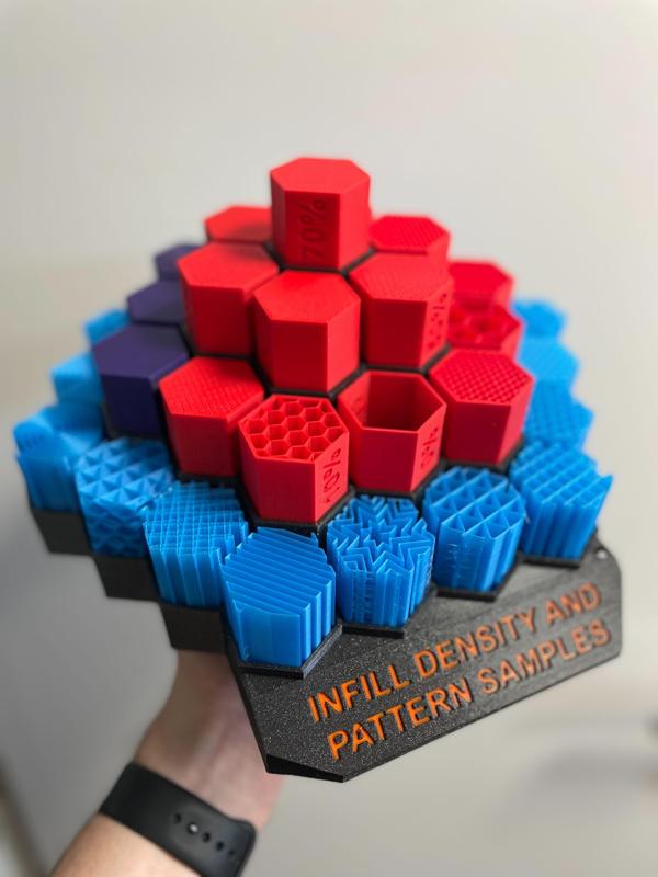 Infill density and pattern samples