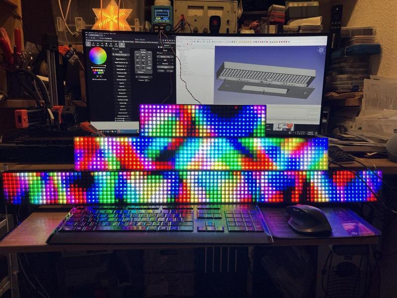 Expandable 8x32 LED Matrix frame with diffusor