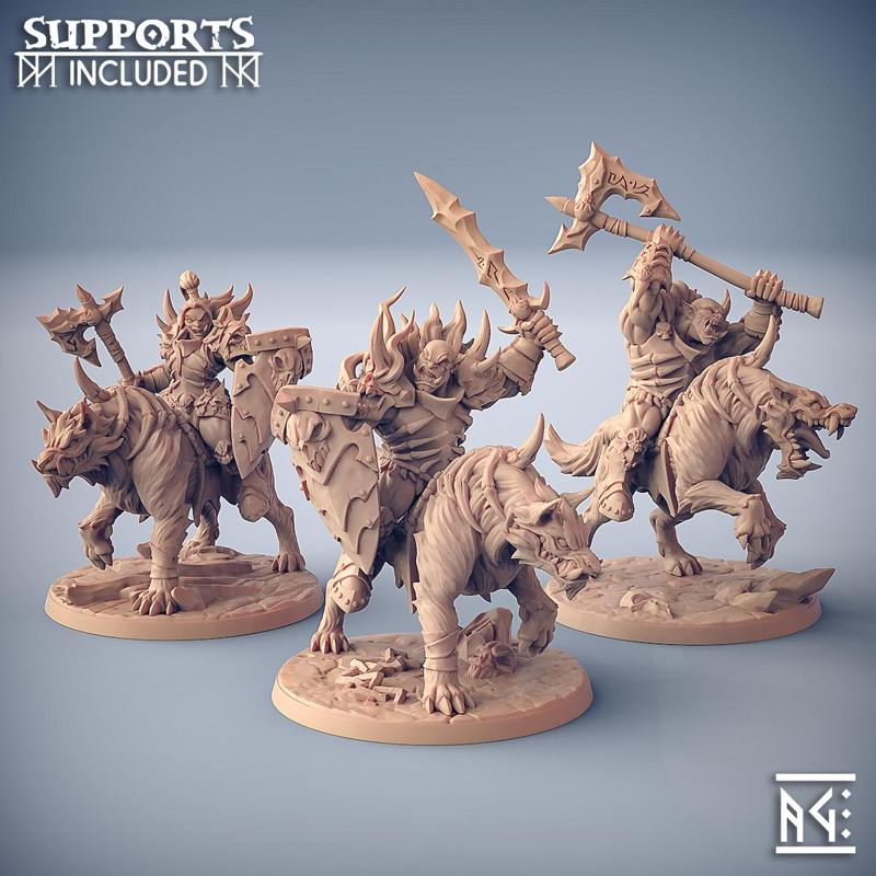 Frostmetal Worg Riders - 3 Modular Units with mounts