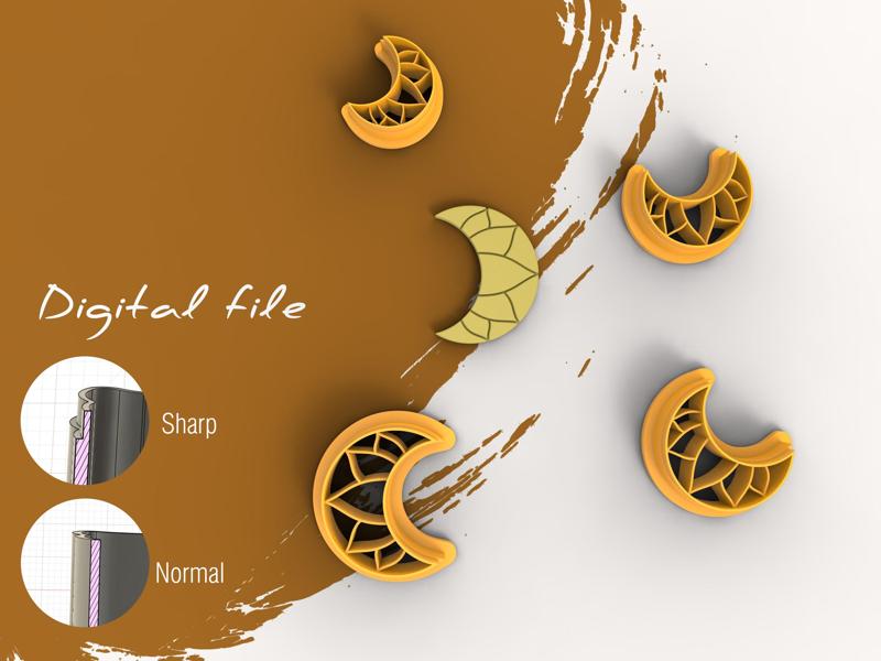 Celestial Moon Polymer Clay Cutter | Digital STL File | 4 Sizes  | 2 Cutter Versions