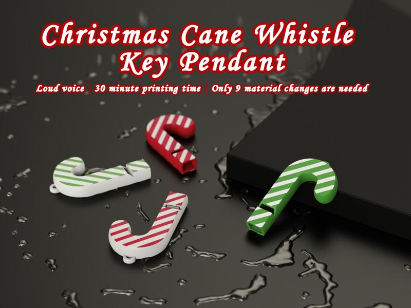 Christmas Cane Whistle Key Pendant