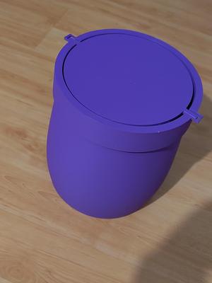 Trashcan with self-balancing auto closing lid