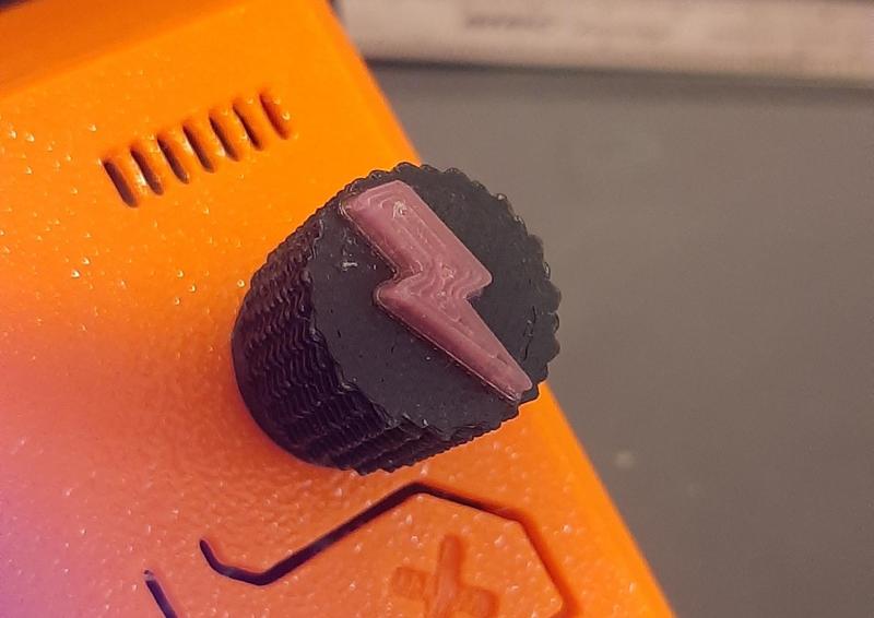 Lightning Bolt knurled potentiometer knob, 6 mm ID, printer knob