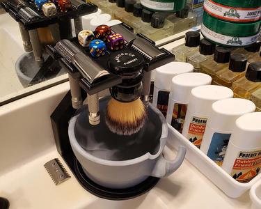 Safety Razor Stand for 4 Razors, Brush, Bowl, Dice