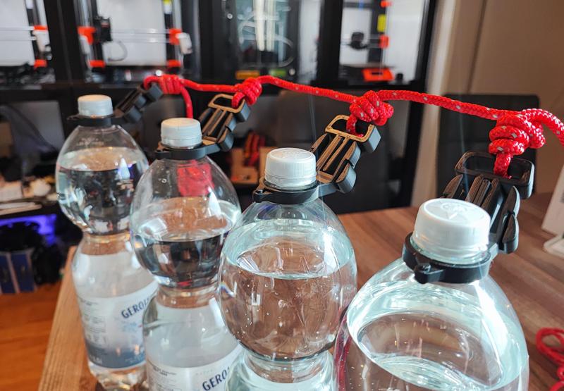 PET Bottle Holder for Cooling in Water or Attaching to Backpack