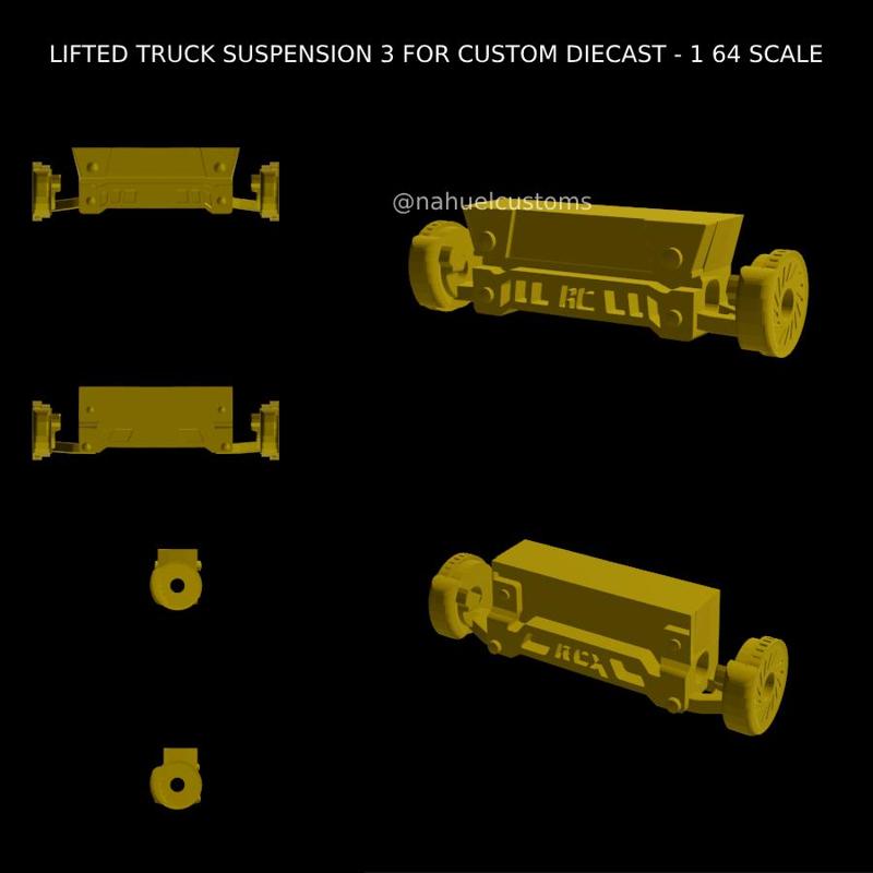 LIFTED TRUCK SUSPENSION 3 FOR CUSTOM DIECAST - 1 64 SCALE