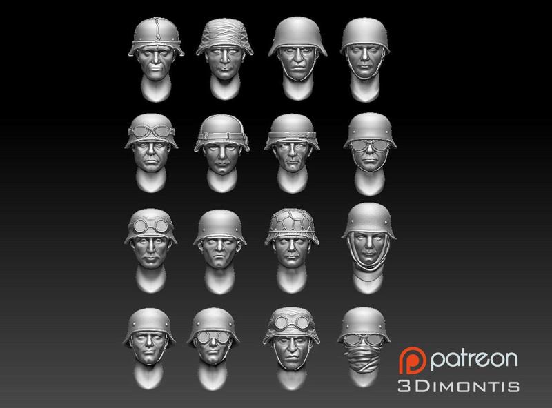 German soldiers HEADS HELMETS 3D print model