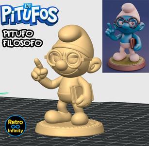 Smurf Philosopher - The Smurfs 3D figure Retro Infinity style (70mm) : vinyl collectible