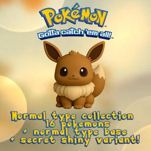 Pokemon Normal type Pack x 18 units (normal type base and secret shiny variant included)